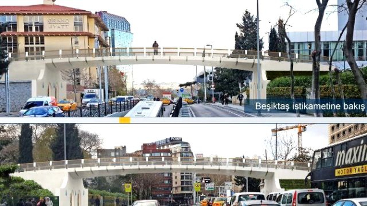 Harbiye\'ye Yaya Üst Geçidi Yapılıyor