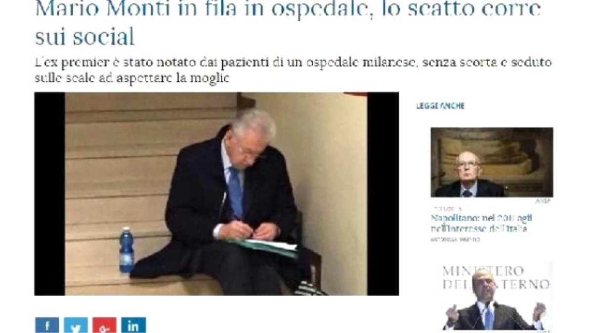 İtalya, Eski Başbakan Monti\'nin Merdivenlerde Otururken Çekilen Fotoğrafını Konuşuyor