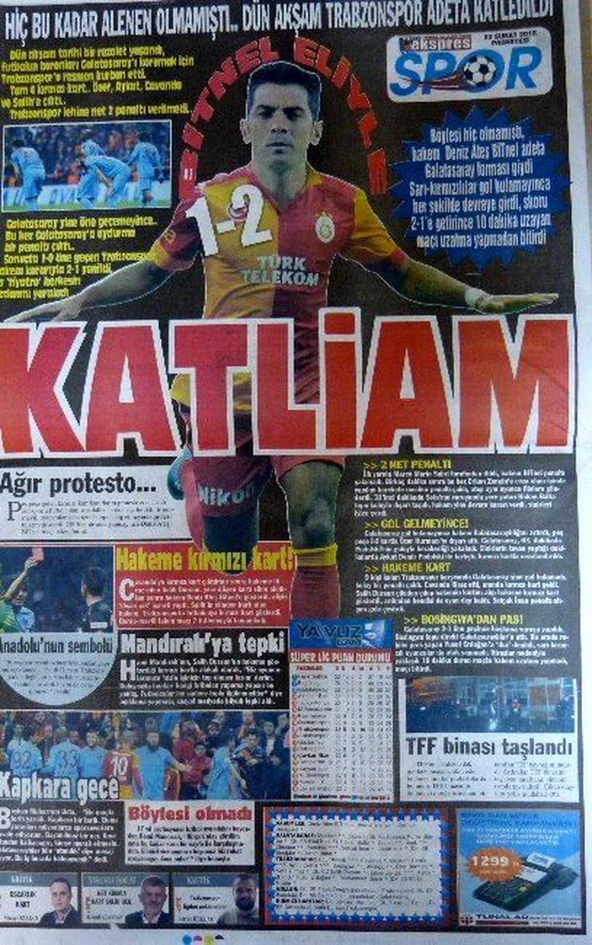 Tartışmalara Neden Olan Galatasaray-trabzonspor Maçı Trabzon\'daki Yerel Gazetelere Böyle Yansıdı