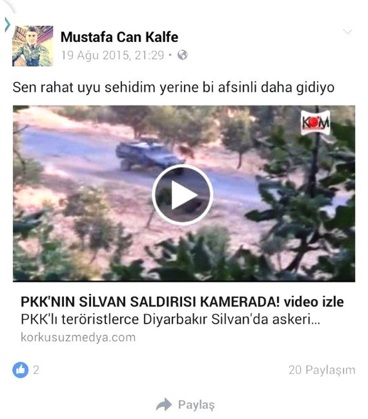 Şehidin Şehide Mesajı Yürek Yaktı