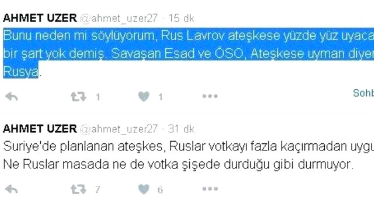 Ak Partili Vekilden Rusya\'ya Votkalı Ateşkes Göndermesi