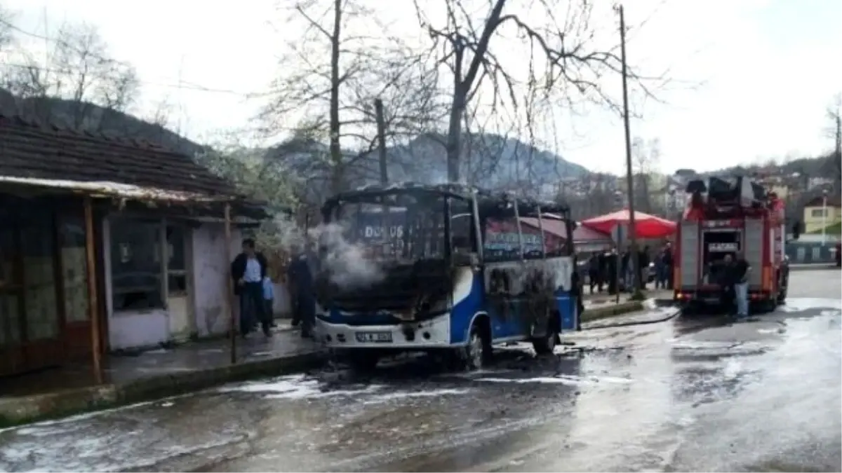 Park Halindeki Minibüs Alev Alev Yandı