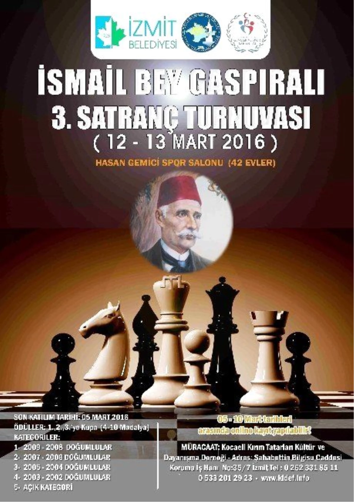İsmail Bey Gaspıralı 3.satraç Turnuvası 12-13 Mart\'ta