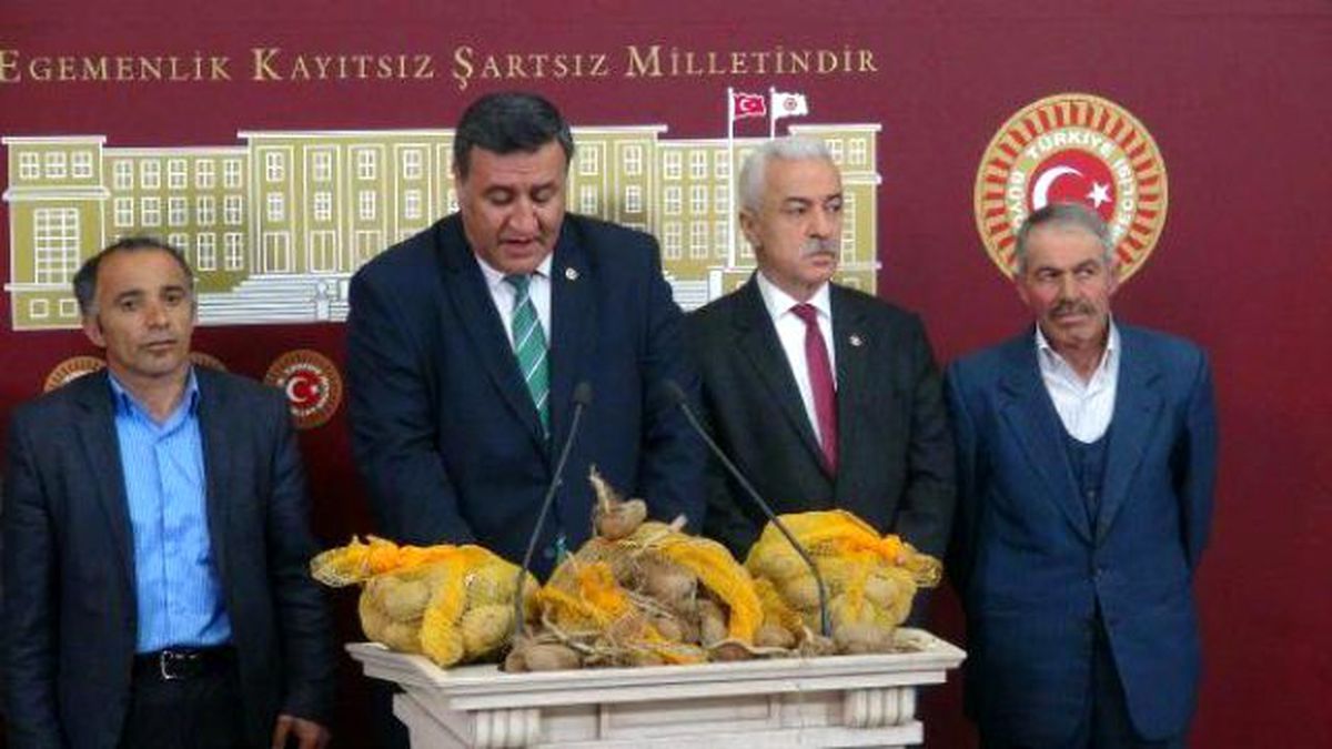 CHP\'li Milletvekilleri \'Çimlenmiş\' Patateslerle Meclis\'te Basın Toplantısı Düzenledi