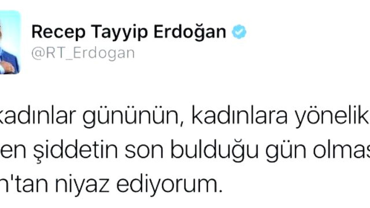 Cumhurbaşkanı Erdoğan'dan 'Kadınlar Günü' Tweeti