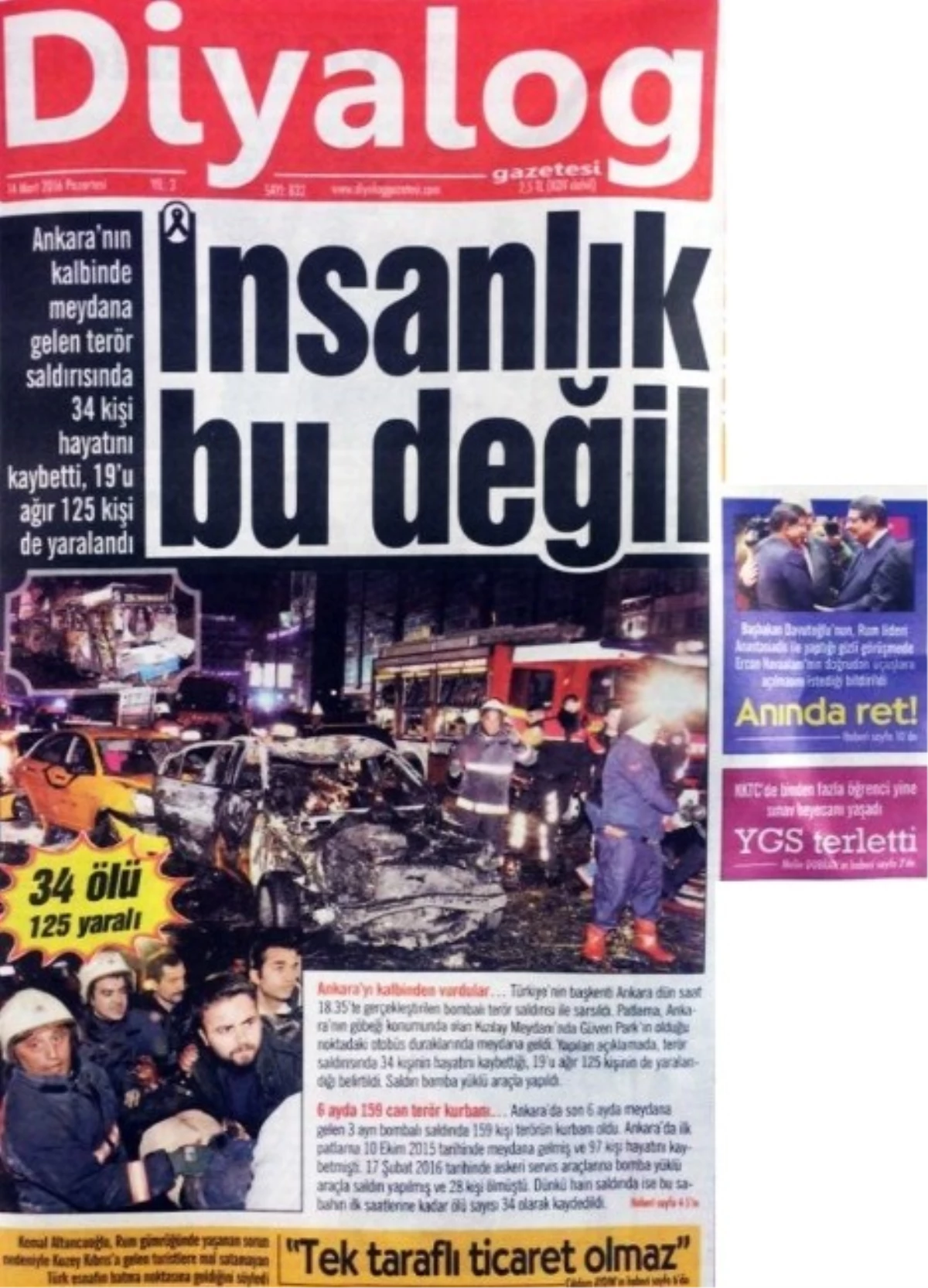 Ankara\'daki Kanlı Saldırı Kıbrıs Gazetelerinde
