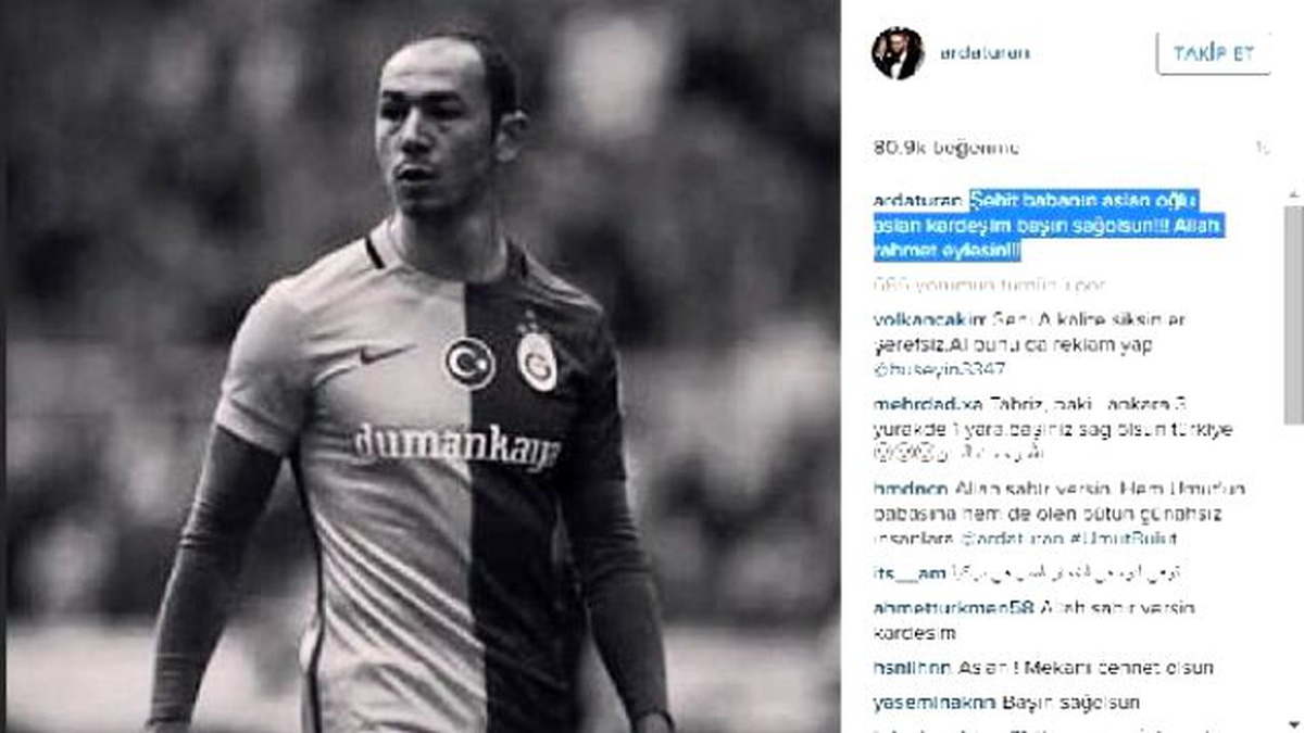 Arda Turan\'dan Umut Bulut\'a Başsağlığı Mesajı