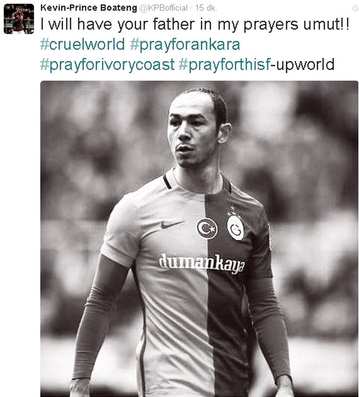 Boateng\'den Umut Bulut\'a: "Baban Her Zaman Dualarımda Olacak"