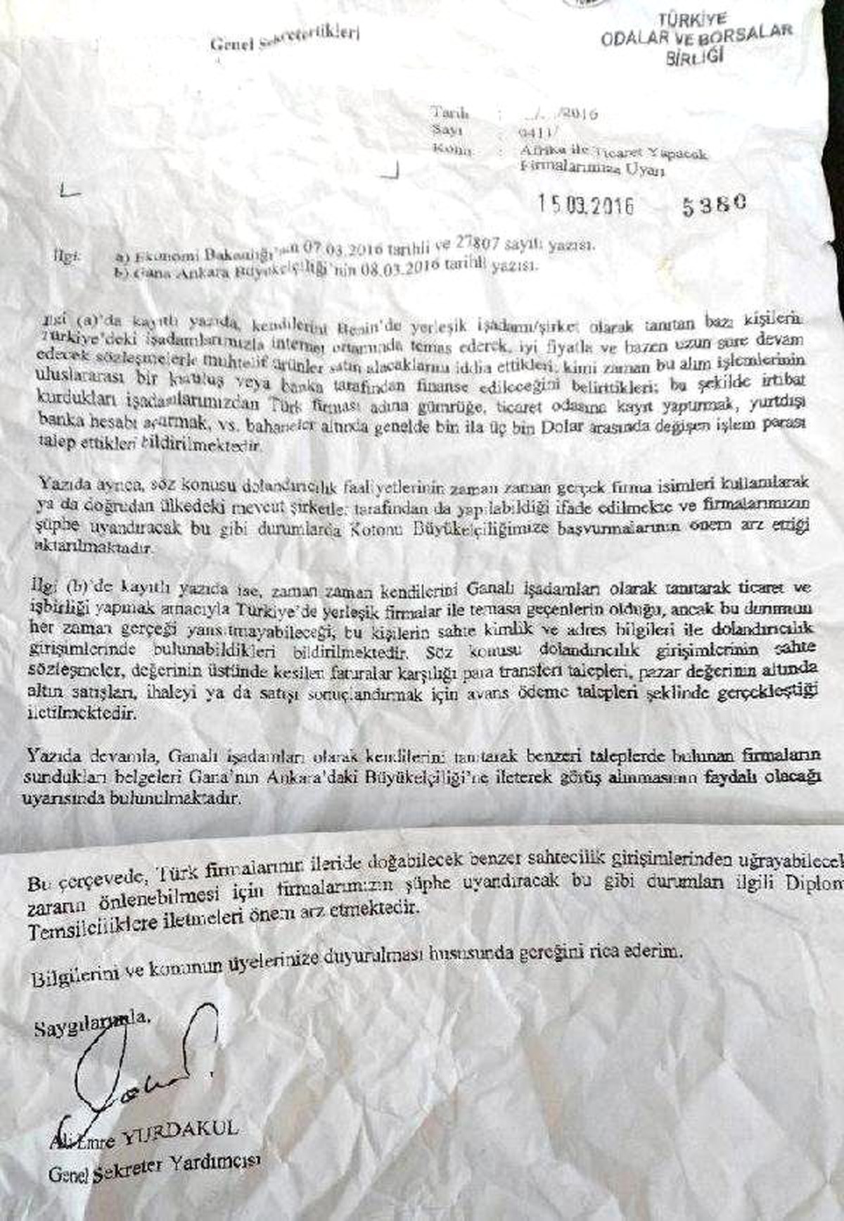 Ekonomi Bakanlığı Uyardı: Kendilerini Ganalı ve Beninli Olarak Tanıtan İşadamlarına Dikkat