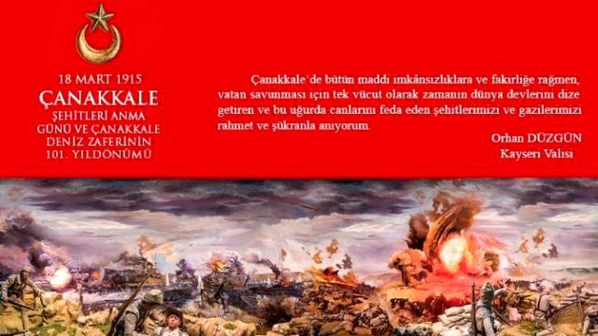 Vali Düzgün\'ün "18 Mart Şehitleri Anma Günü ve Çanakkale Deniz Zaferi\'nin 101. Yıldönümü" Mesajı