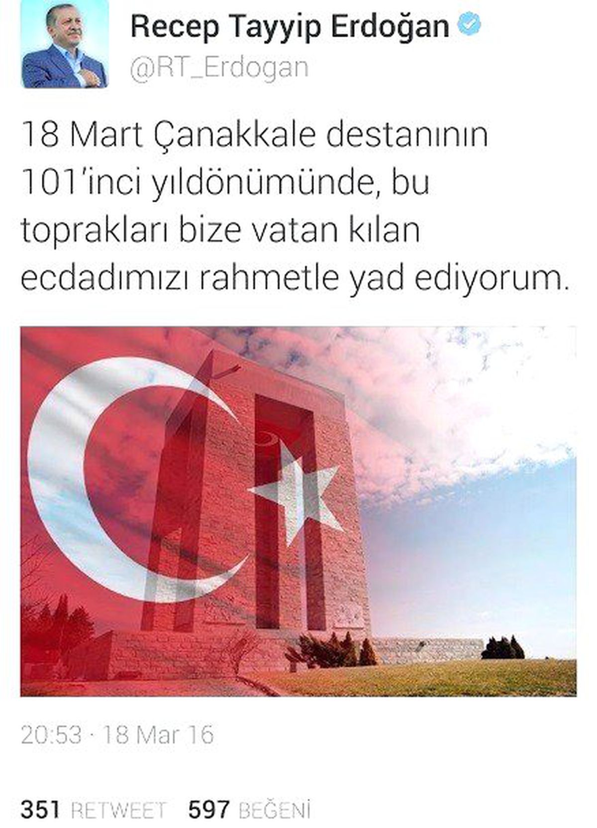 Cumhurbaşkanı Erdoğan\'ın "Çanakkale" Mesajı