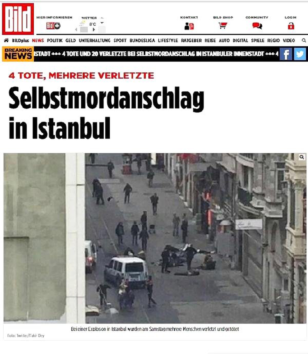 İstanbul İstiklal Caddesi\'ndeki Patlama Alman Basınında