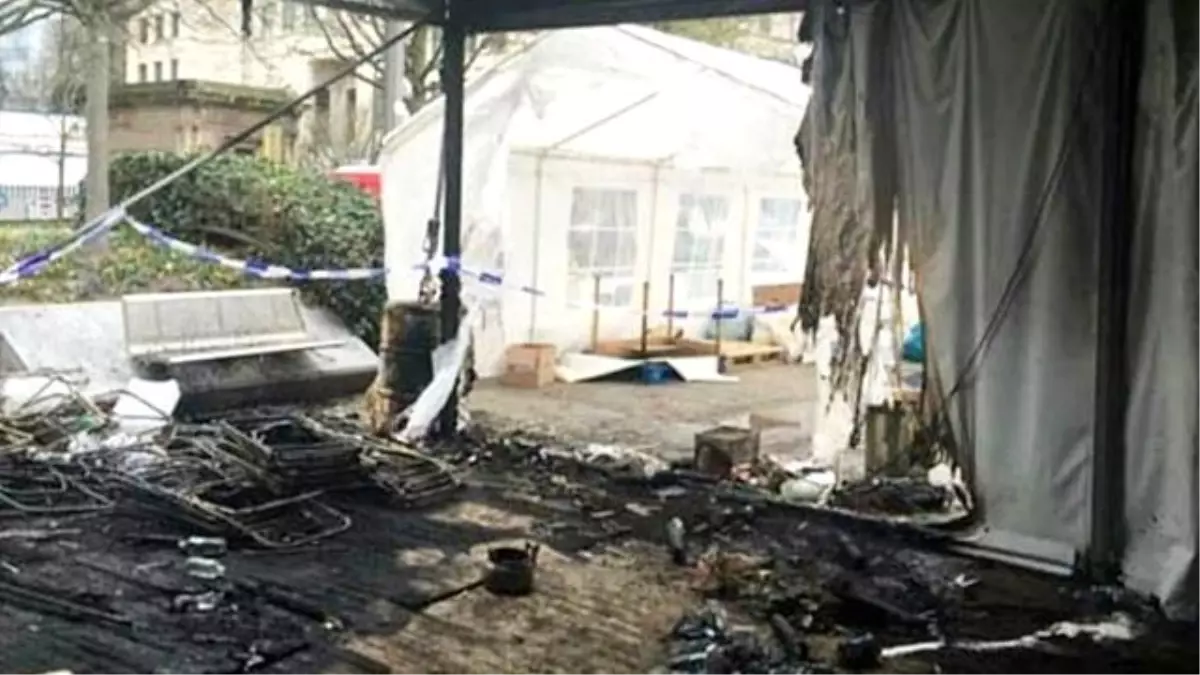 Brüksel\'de PKK Çadırı Yandı