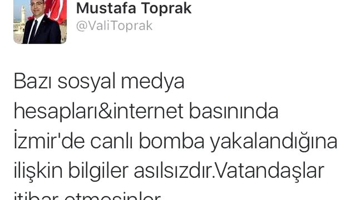 İzmir Valisi Toprak\'tan Canlı Bomba Açıklaması