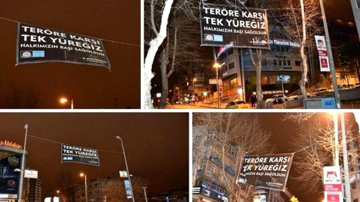 Beşiktaş Teröre Karşı Bayraklarla ve Pankartlarla Donatıldı