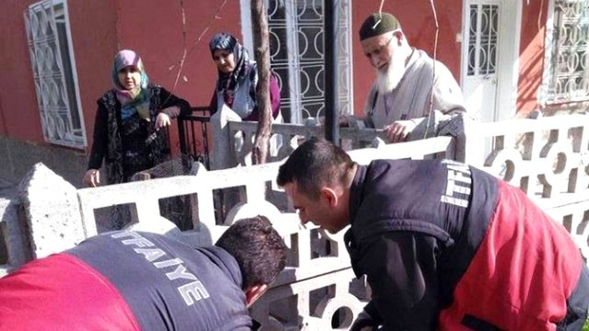 Kafası Bahçe Duvarına Sıkışan Köpeği, İtfaiye Ekipleri Kurtardı