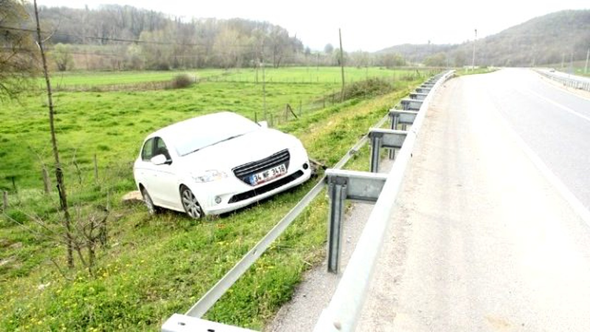 Yoldan Çıkan Otomobil Tarlaya Uçtu