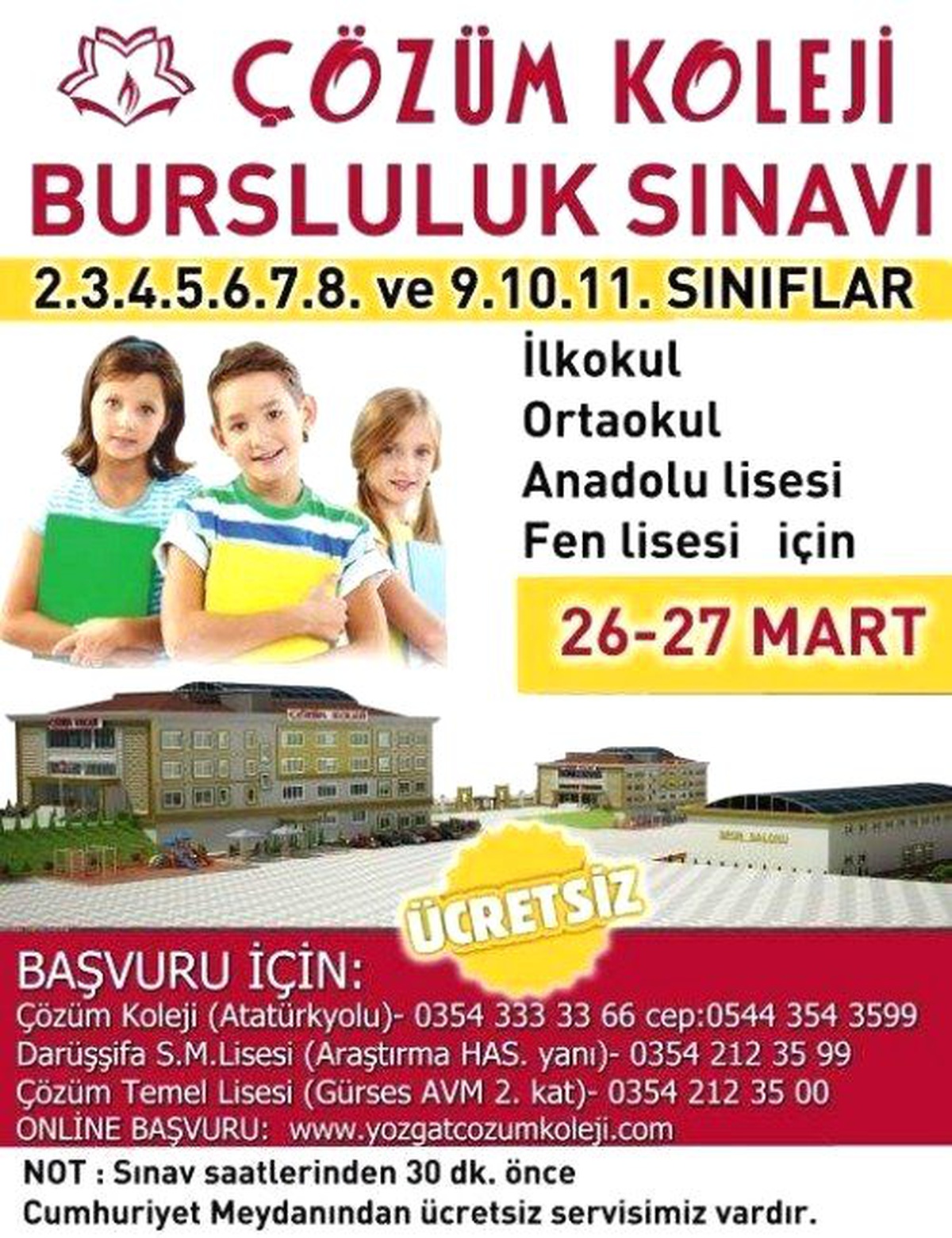 Yozgat Çözüm Koleji Bursluluk Sınavı Düzenliyor
