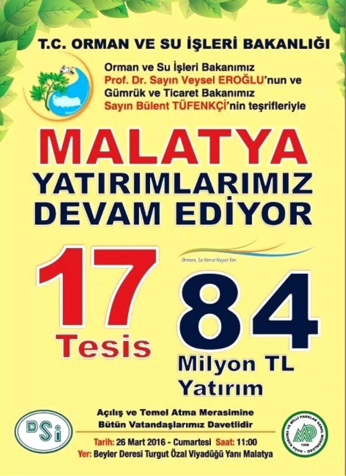 Malatya\'da Bakanların Katılımıyla 12 Tesisin Temeli Atılacak