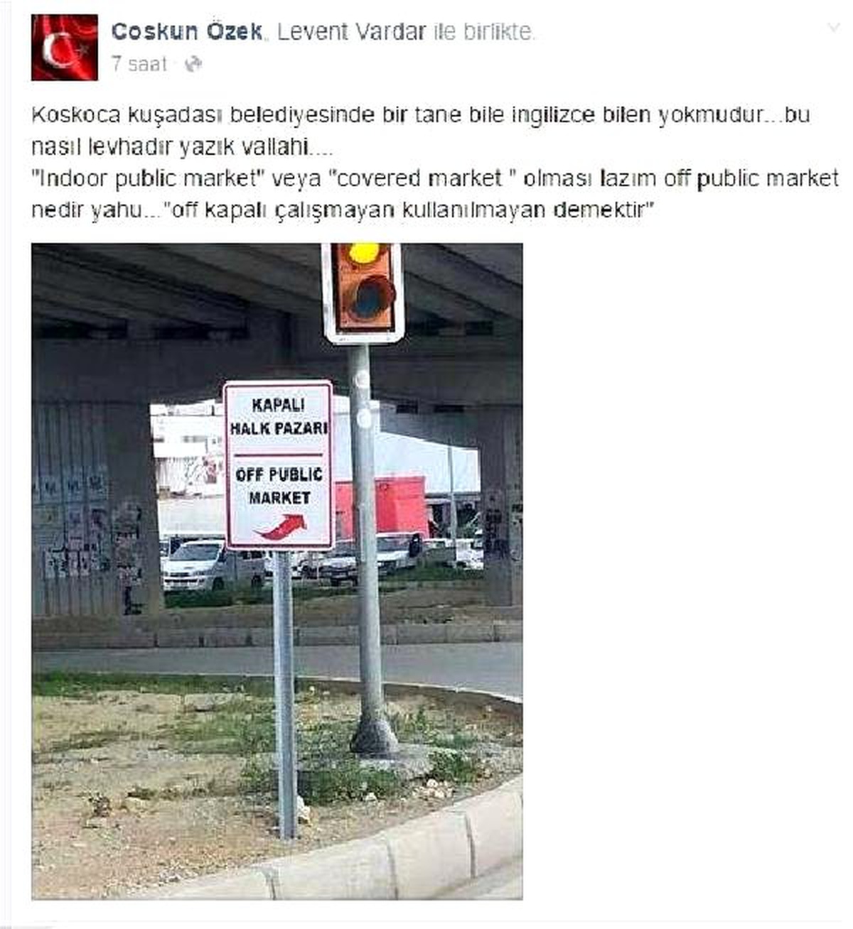 Pazar Yerinin İngilizce Tabelası Sosyal Medyada Eleştirildi