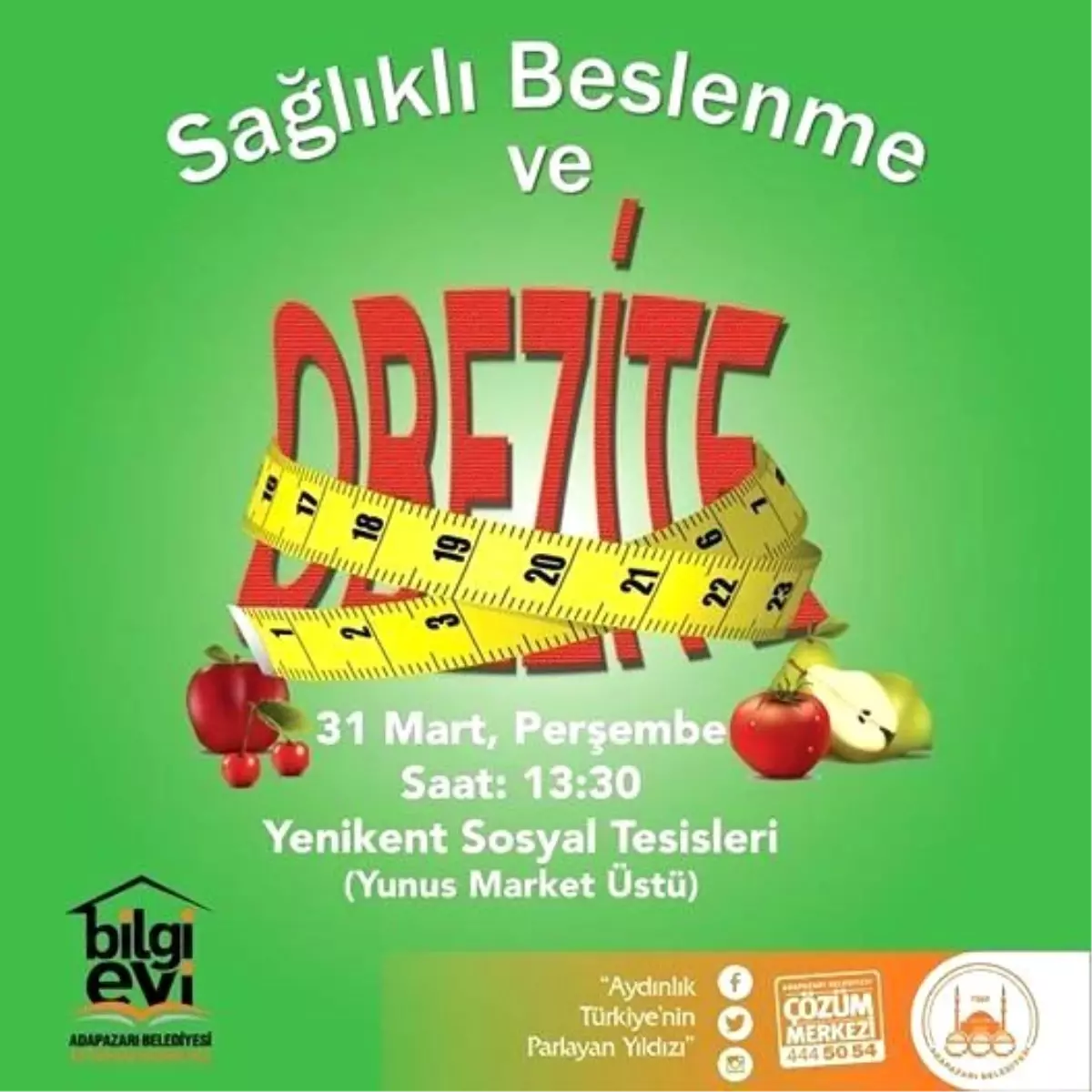 Adapazarı Bilgi Evi\'nde Obezite Konulu Eğitim Verilecek