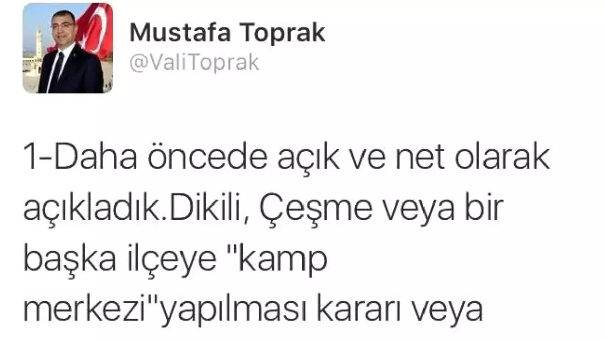 Vali Toprak\'tan Mülteci Kampı Açıklaması