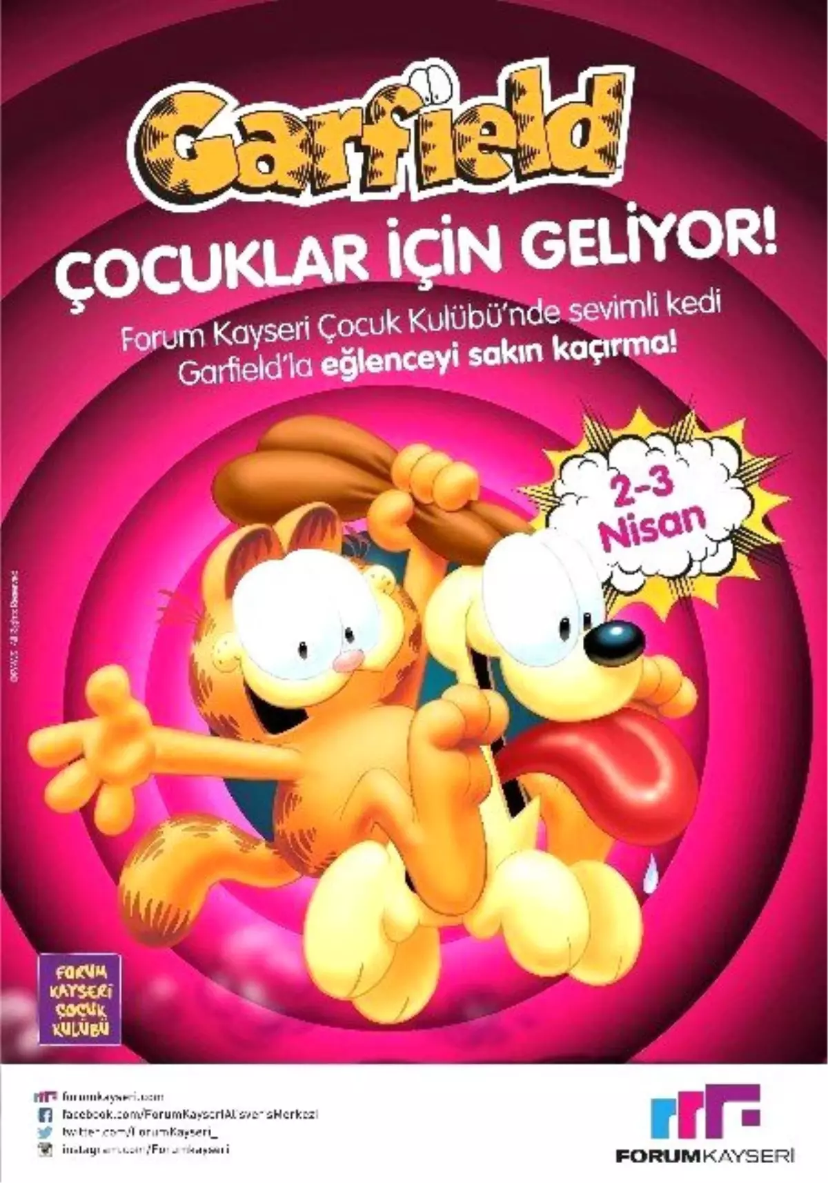 Forum Kayseri Çocuk Kulübü Garfield\'ı Ağırlayacak