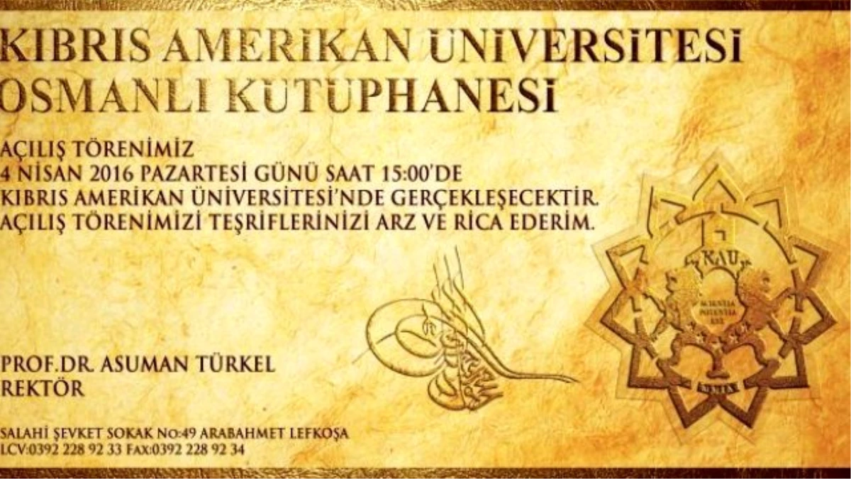 Kaü Osmanlı Medeniyetler Kütüphanesi Kapılarını Açıyor