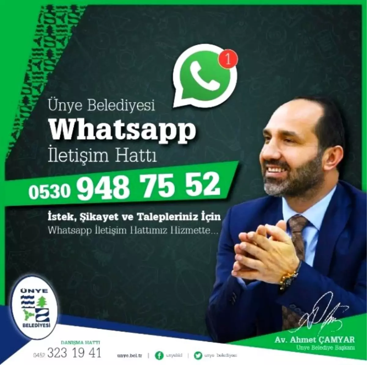 Ünye Belediyesi\'nden Whatsapp İletişim Hattı