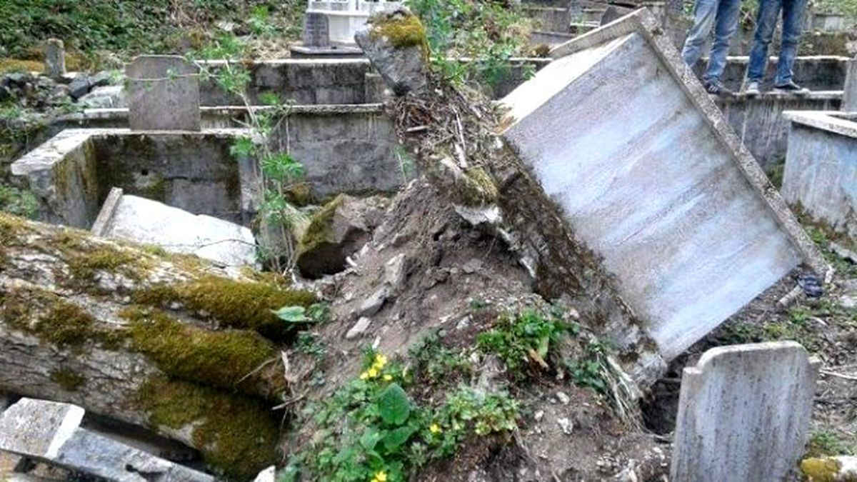 Devrilen Çam Ağacı Dört Mezarı Tahrip Etti