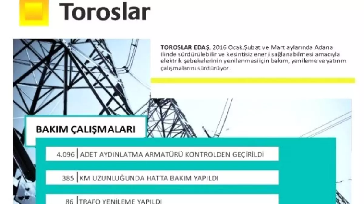 Toroslar Edaş, Adana\'da Bakım Çalışmalarına Devam Ediyor