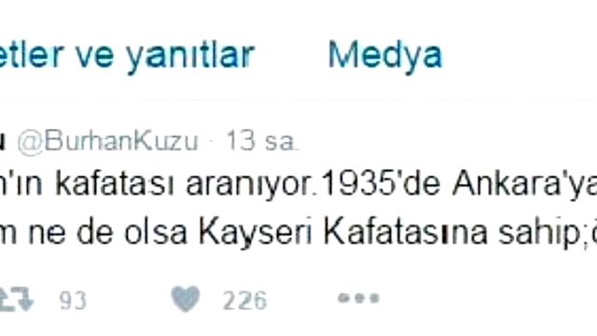 Burhan Kuzu: Kayseri Kafatasına Sahip Mimar Sinan\'ın Kafatası Mutlaka Bulunmalı
