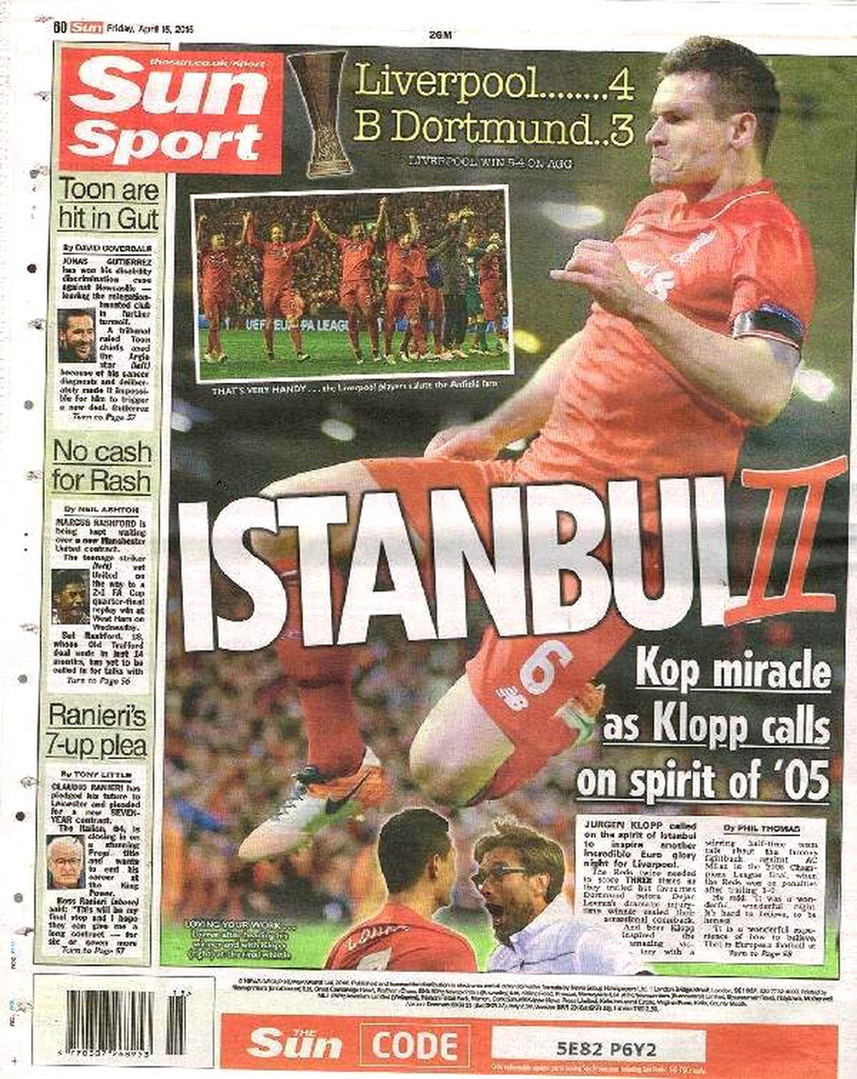 Sun Sport\'tan UEFA Avrupa Ligi Manşeti: "İstanbul 2"