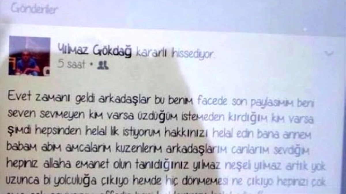 Kocaeli\'nde 23 Yaşındaki Genç, Facebook\'tan Helallik İsteyip İntihar Etti