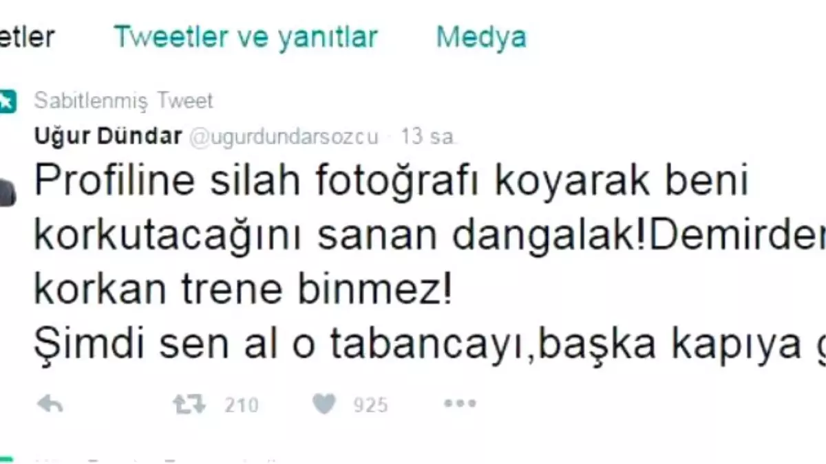 Uğur Dündar: 'Demirden Korkan Trene Binmez'