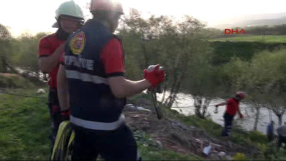 Bolu Dere Kenarına Yuvarlanan İneği İtfaiye Kurtardı