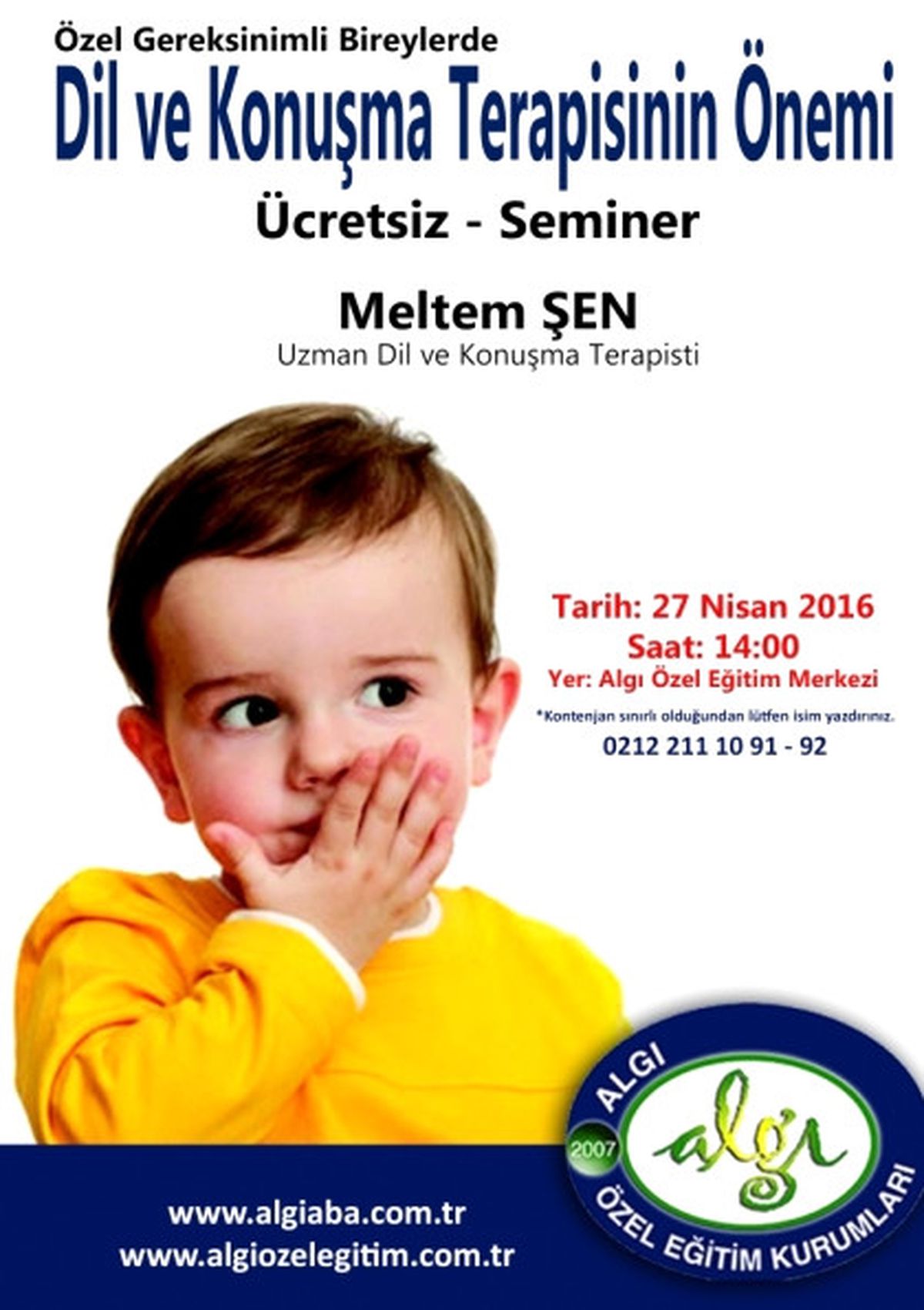 Özel Gereksinimli Bireylerde Dil ve Konuşma Terapisinin Önemi - Seminer - Ücretsiz