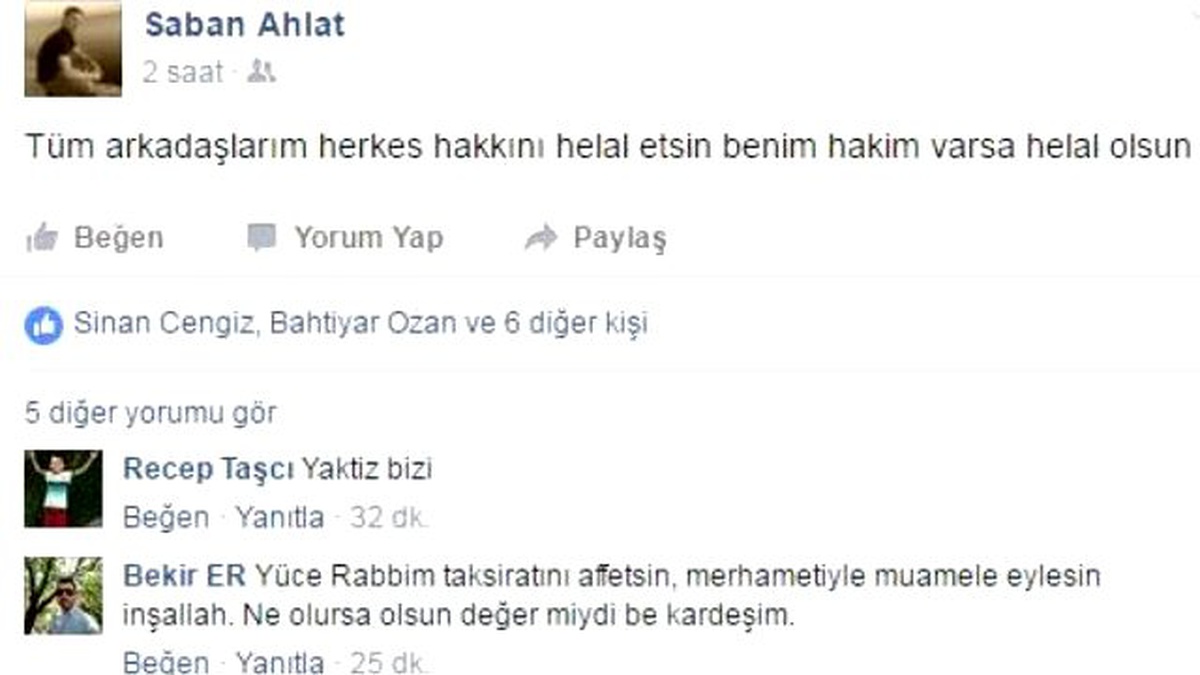 Sosyal Medyadan Helallik İsteyip İntihar Etti