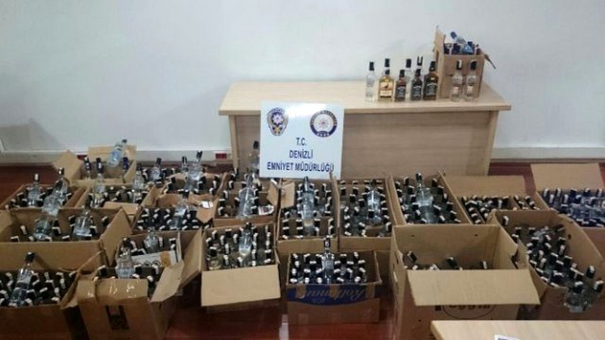 Denizli\'de 570 Şişe Kaçak İçki Ele Geçirildi