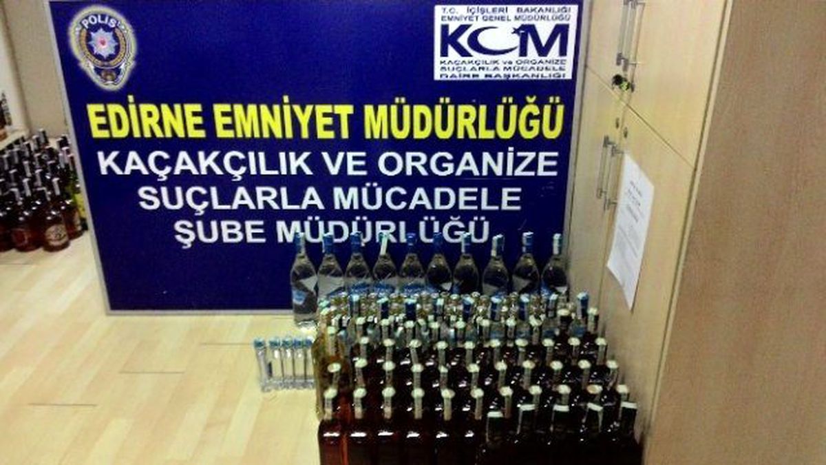 Edirne\'de 169 Şişe Kaçak İçki Ele Geçirildi