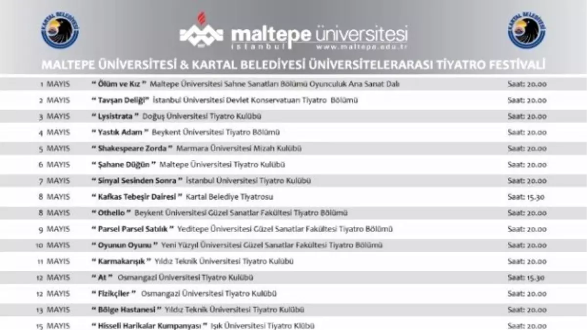 Kartal, \'Üniversiteler Arası Tiyatro Festivali\'ne Ev Sahipliği Yapıyor