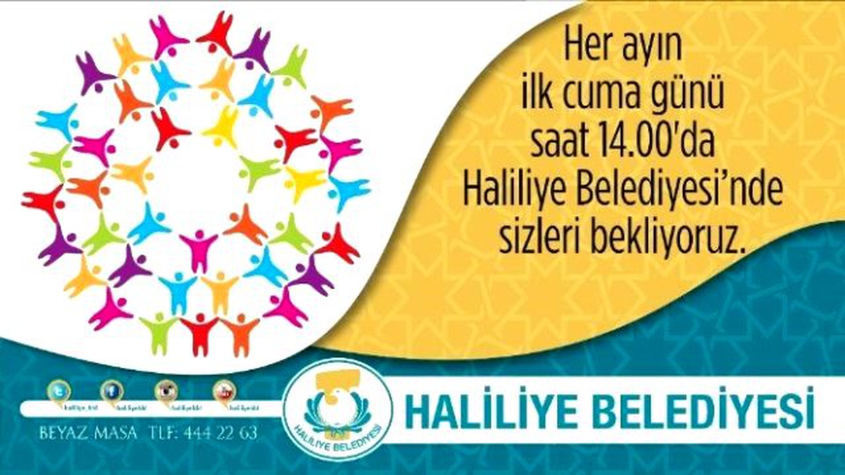 Haliliye Belediyesinin Mayıs Ayı Halk Günü Toplantısı Cuma Yapılacak