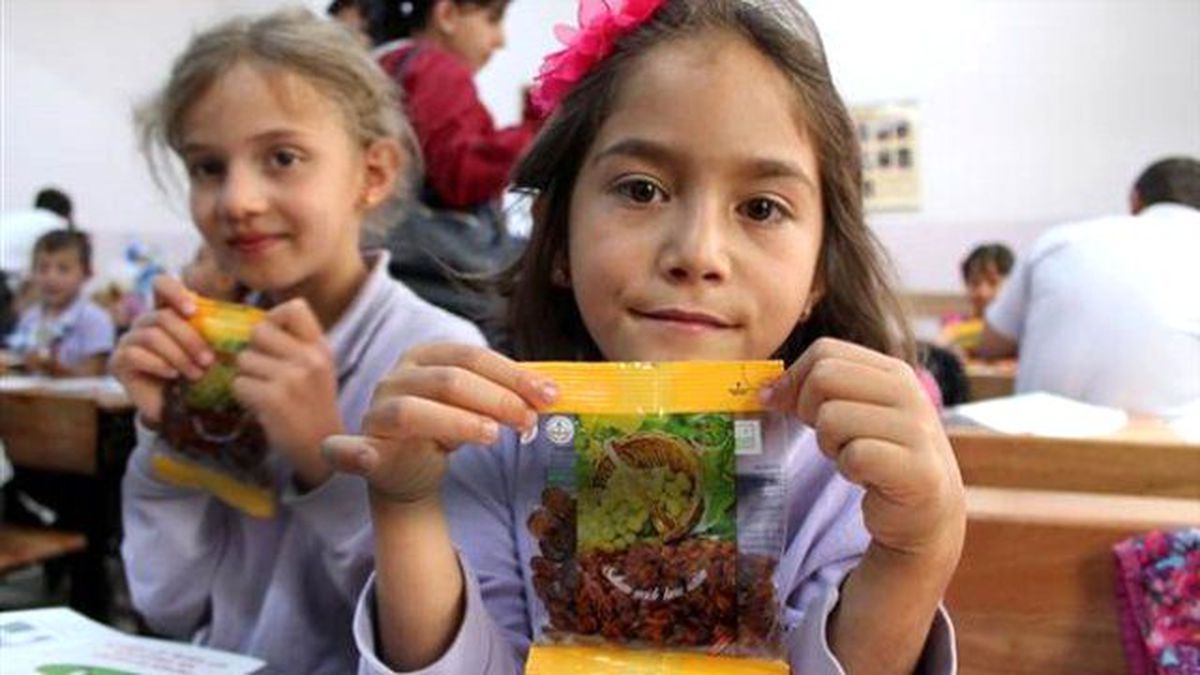 Okullarda Kuru Üzüm Dağıtımına Başlandı