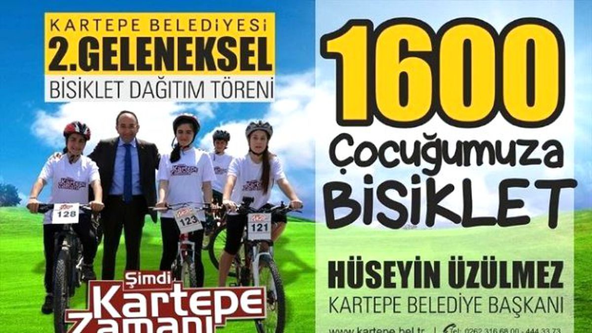 Üzülmez, Bin 600 Kartepeli Çocuğu Bisikletle Buluşturacak