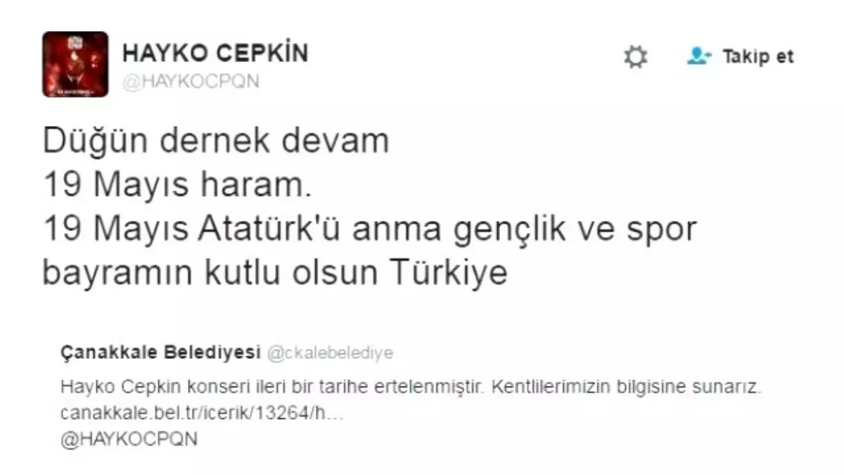 Hayko Cepkin: Düğün Dernek Devam, 19 Mayıs Haram