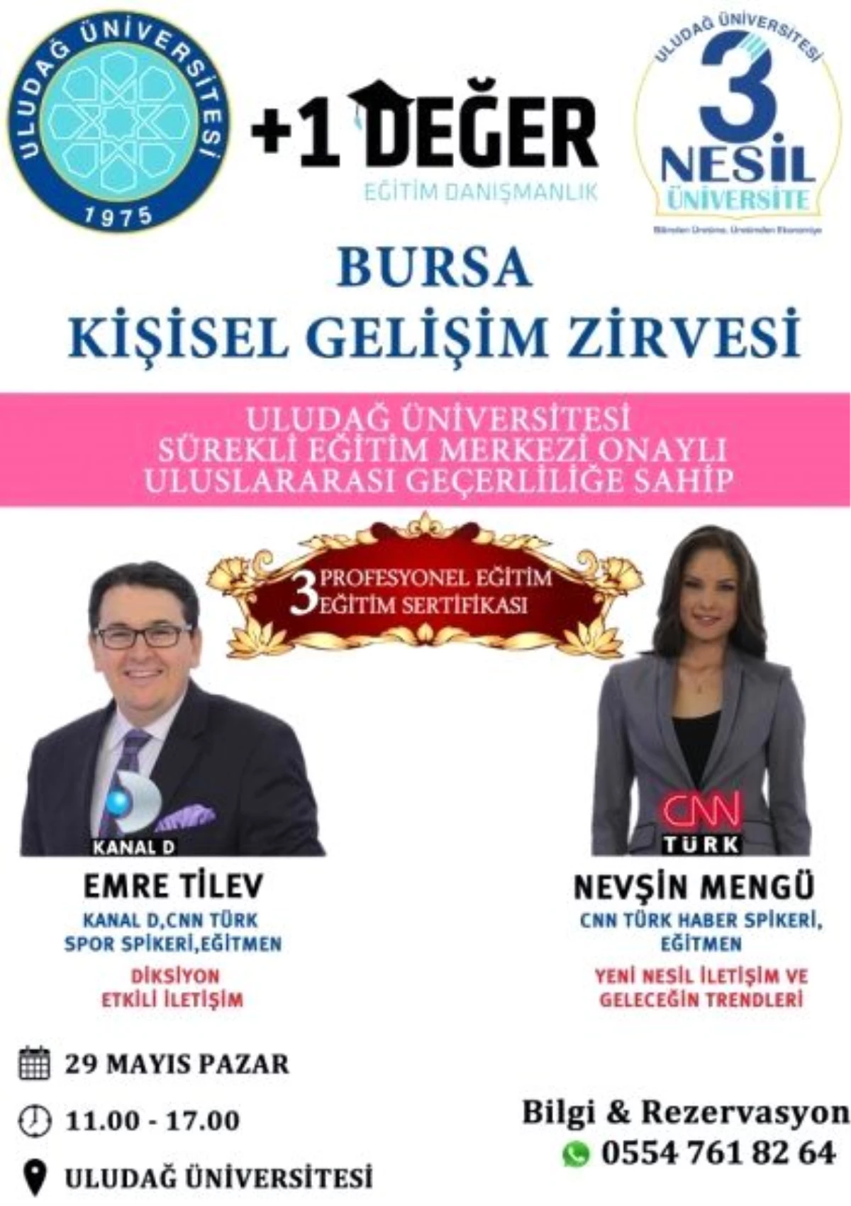 Bursa Kişisel Gelişim Zirvesi Uludağ Üniversitesi Onaylı 3 Sertifika