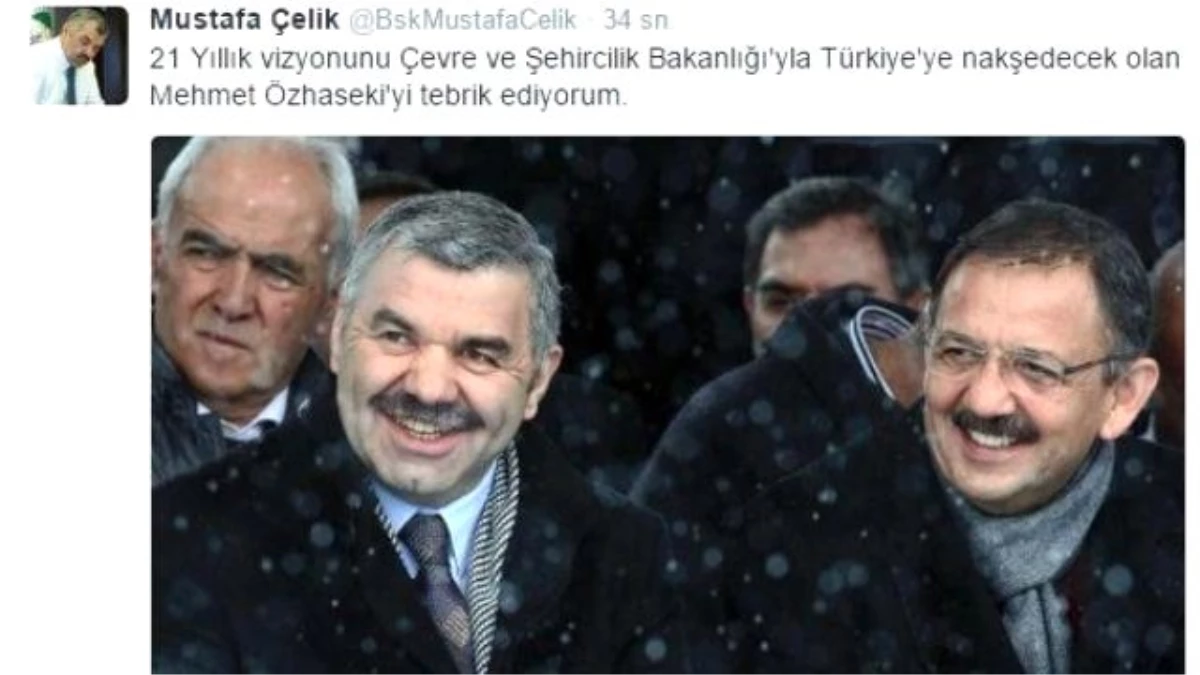 Başkan Çelik\'ten, Çevre ve Şehircilik Bakanı Olan Mehmet Özhaseki\'ye Tebrik