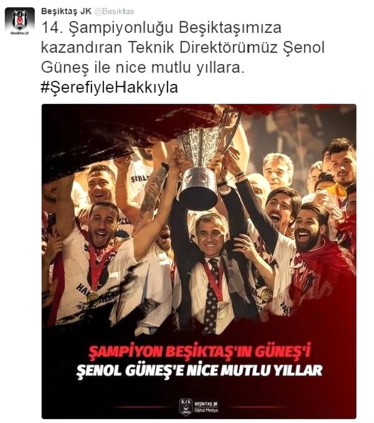 Beşiktaş, Şenol Güneş\'in Doğum Gününü Kutladı
