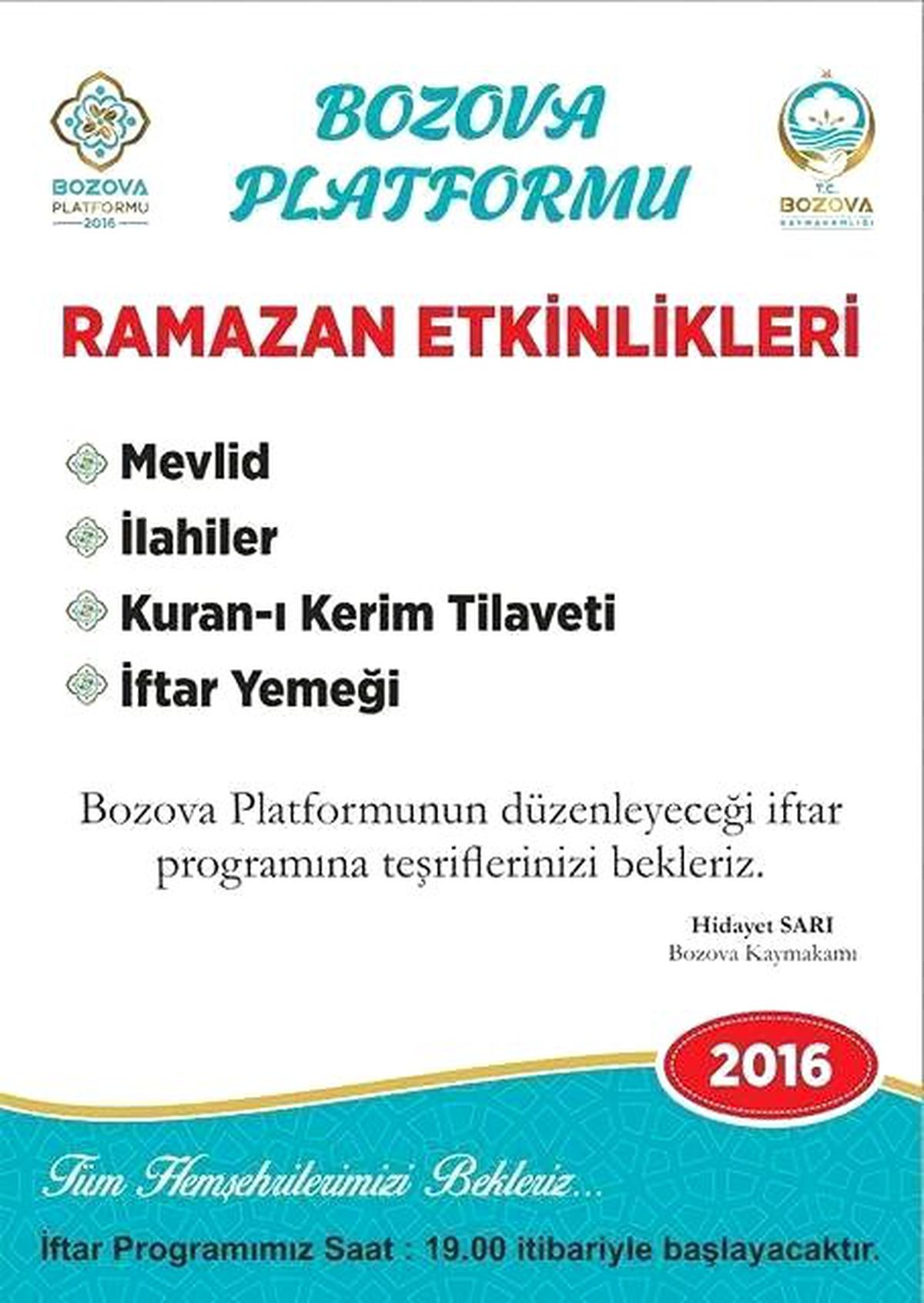Bozova Platformu 2016 Ramazan Etkinlikleri Başladı