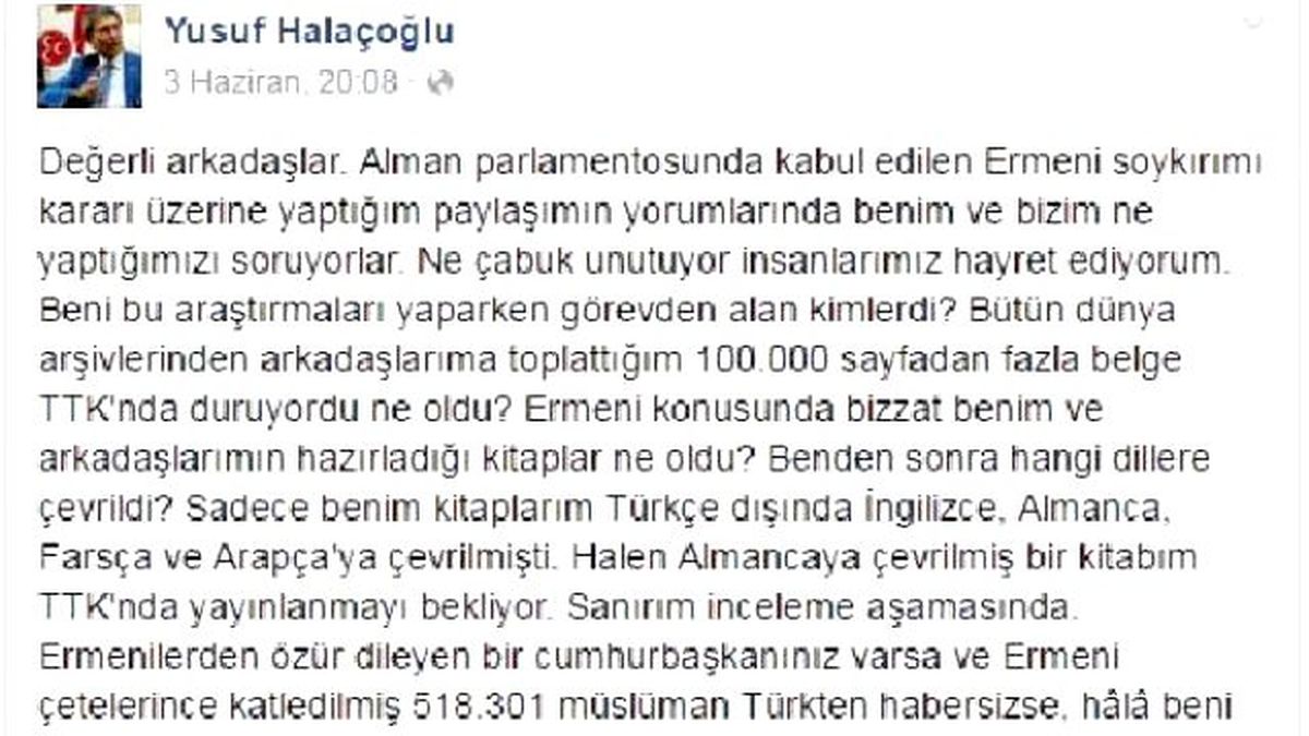 MHP\'li Halaçoğlu, Ermeni Açıklamasını Eleştirenlere Tepki Gösterdi